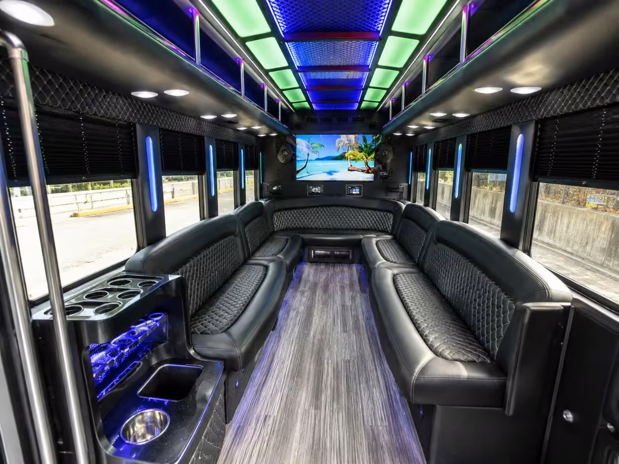 15 passenger party bus interior